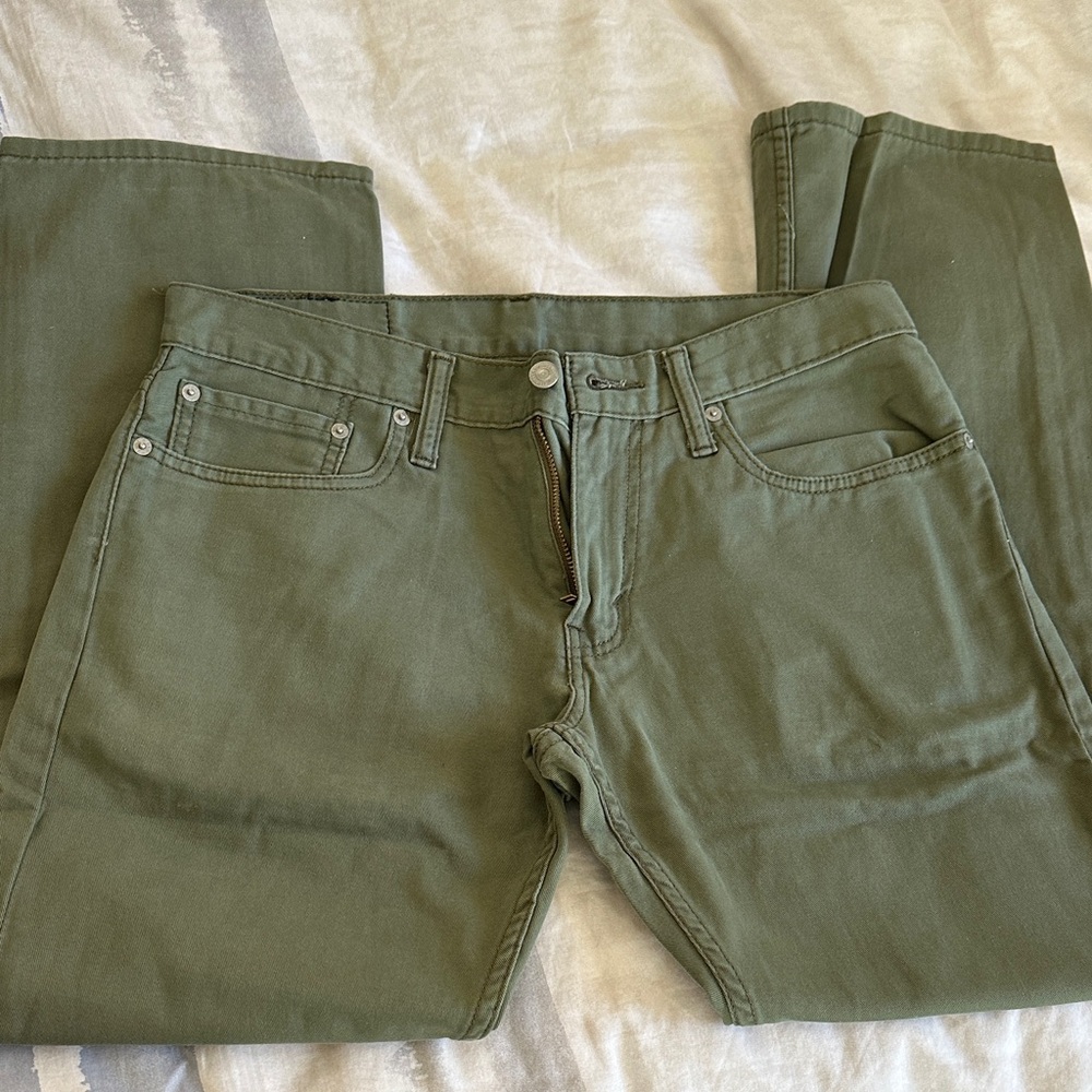 Levi's Strauss & Co Fit 514 32/29 Men’s Olive Green Denim Jeans worn once